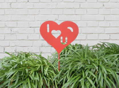 'I Heart U' Garden Stake
