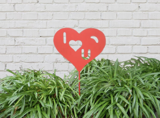 'I Heart U' Garden Stake