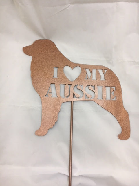 Australian Shepherd Yarg Stake  - I LOVE MY AUSSIE