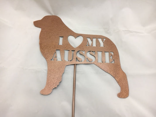Australian Shepherd Yarg Stake  - I LOVE MY AUSSIE