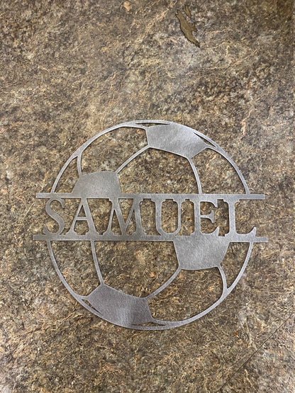 Soccer Ball Metal Name Sign